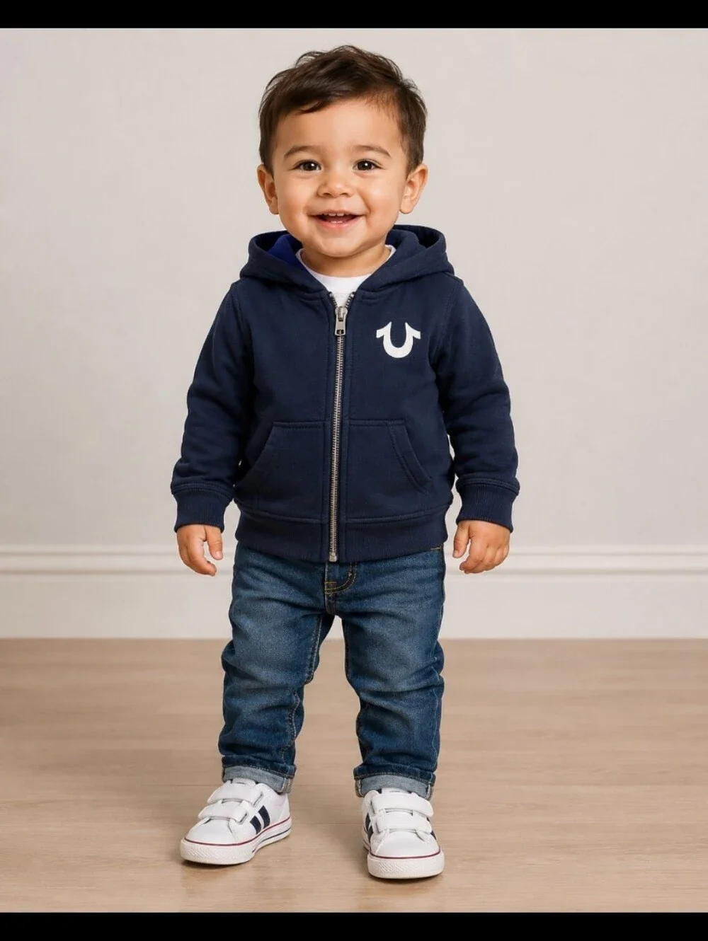 LUCKY BRAND Blue Zippered Hoodie Sweater 12-18M